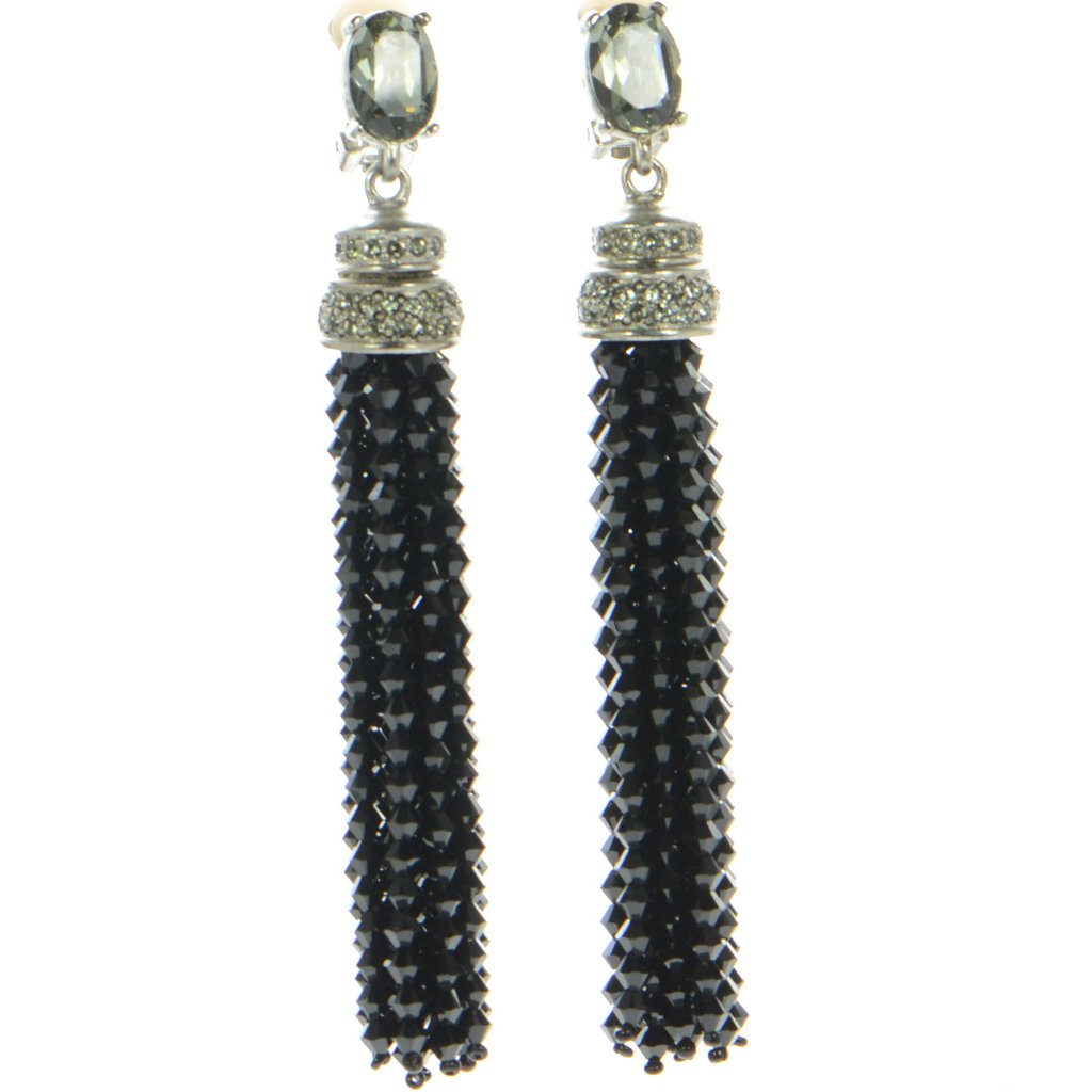 Oscar De La Renta Crystal Tassel Drop Clip Earrings 427$